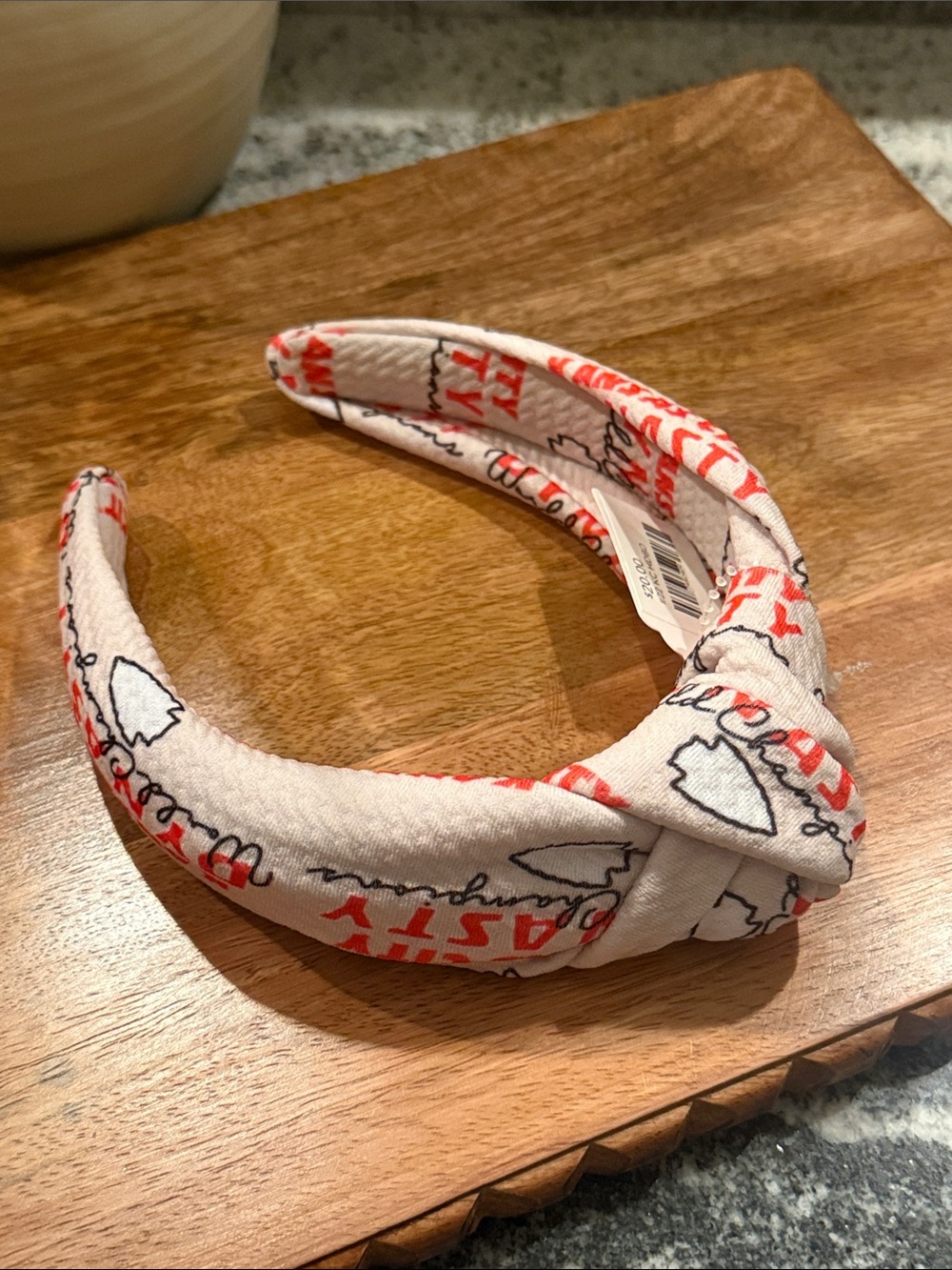 KC Chiefs Football Knotted Headband with Red and Black Print Kansas City Chiefs